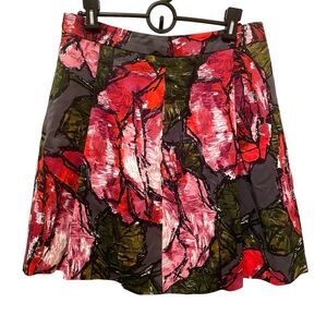 Trina Turk Floral Pleated Skirt A-line Side Zip Size 8
